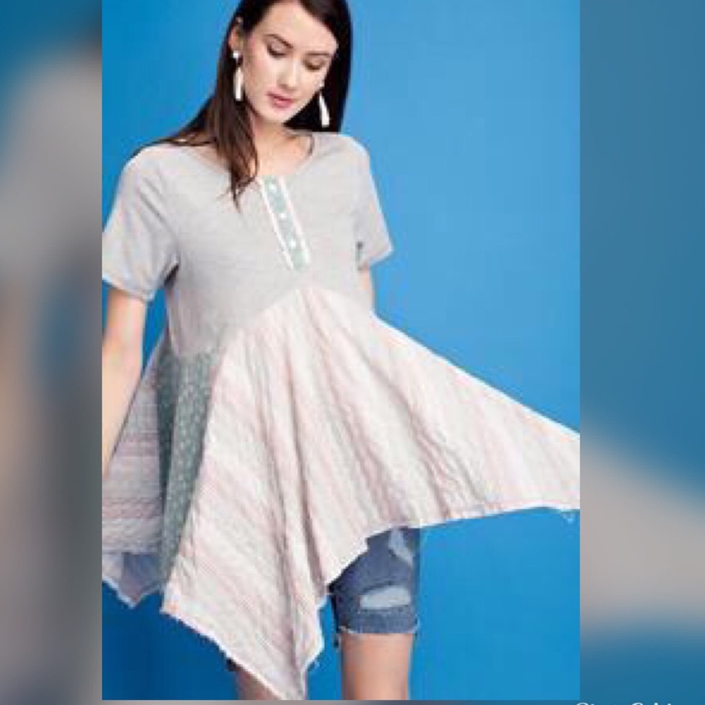 $ FIRM π·Heather Gray Asymmetrical Babydoll - Picture 3 of 3